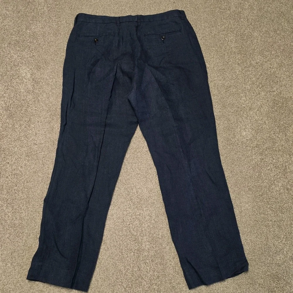 J.Crew Bowery Baird McNutt Irish Linen Pants Mens 34x30 Blue Straight C0633
